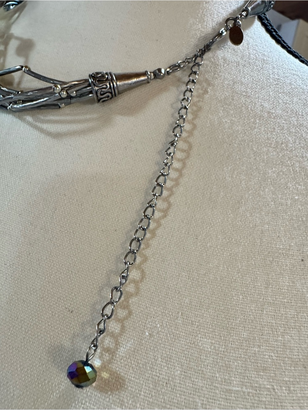 Cookie Lee Multi-Strand Beaded Necklace in Blue, Amber, Black and Clear - Picture 4 of 4
